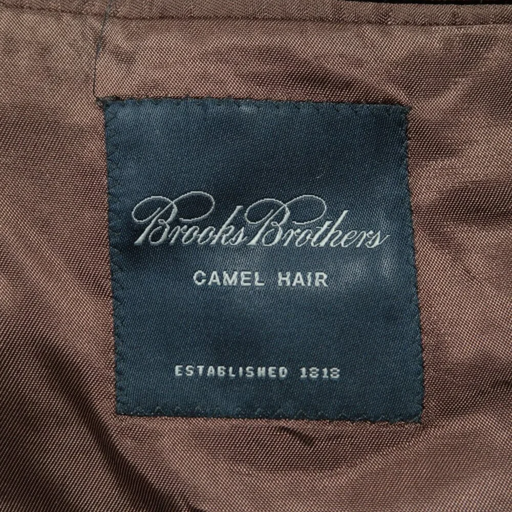 Brooks Brothers Camel Hair Blazer Mens 41L Fits 42L Brown Tattersall Herringbone
